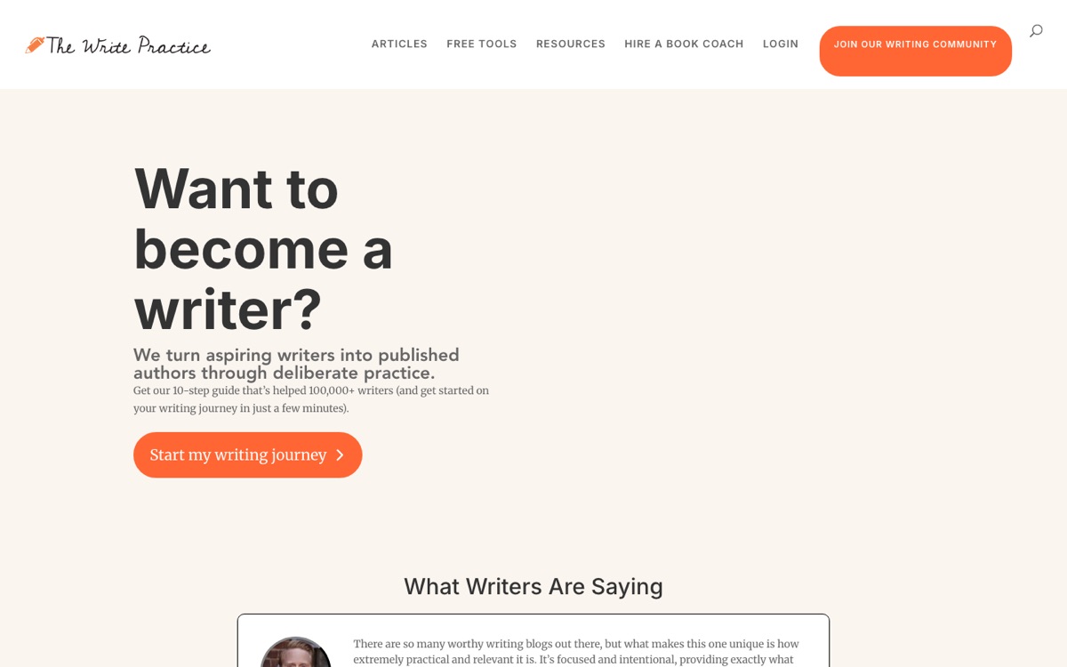The thewritepractice.com homepage